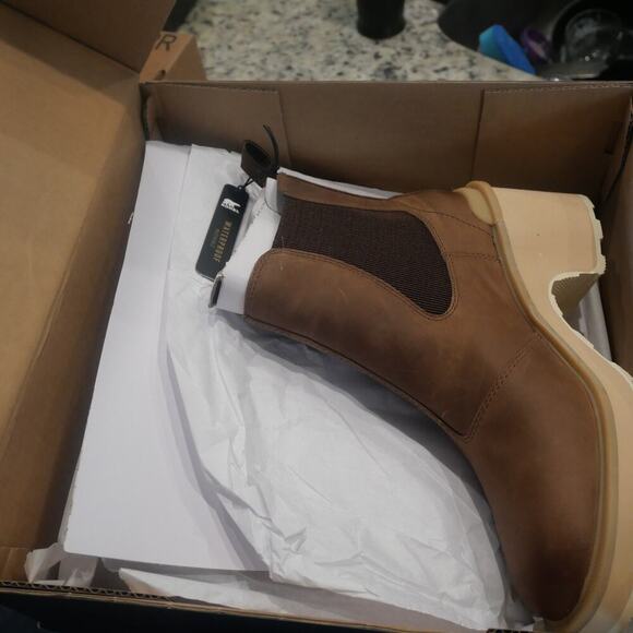 NEW Sorel women's 11 Hi-Line Heel Chelsea Waterproof Boot Umber Brown READ - Picture 12 of 13